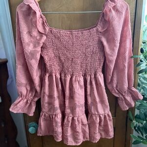 Elegant Pink Smocked Women's Top